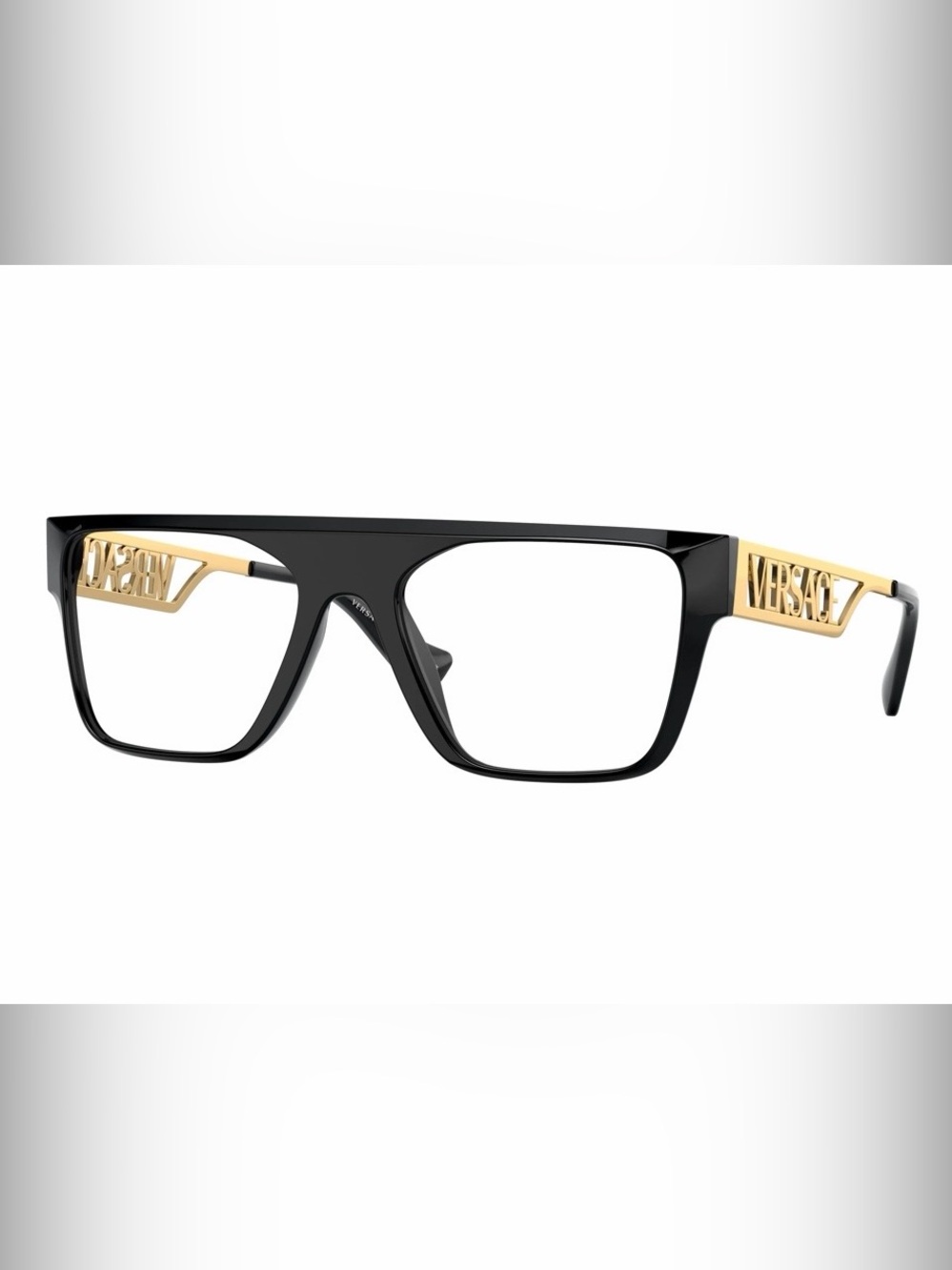 Versace Black and Gold Rectangular Optical Glasses